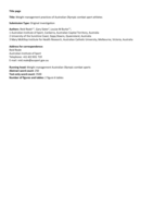 Weight Management Practices of Australian Olympic Combat Sport Athletes