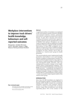 Workplace interventions to improve truck drivers' health knowledge, behaviours and self-reported outcomes