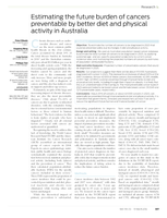 Estimating the future burden of cancers preventable by better diet and physical activity in Australia