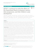 QF2011: A protocol to study the effects of the Queensland flood on pregnant women, their pregnancies, and their children's early development