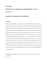Residual Stress in Self-Piercing Riveting (SPR) Joints—A Review