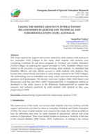 Taking the middle ground in interactionist relationships in Queensland technical and further education (TAFE), Australia