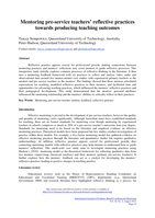 Mentoring pre-service teachers' reflective practices towards producing teaching outcomes