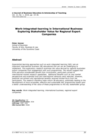 Work-integrated-learning in International Business: Exploring Stakeholder Value for Regional Export Companies
