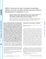 ABCG1 influences the brain cholesterol biosynthetic pathway but does not affect amyloid precursor protein or apolipoprotein E metabolism in vivo