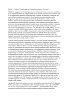 Reality’s children: young people and factual entertainment television