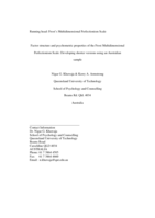 Factor structure and psychometric properties of the Frost Multidimensional Perfectionism Scale: Developing shorter versions using an Australian sample