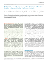 Predicting individual knee range of motion, knee pain, and walking limitation outcomes following total knee arthroplasty