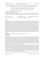 Selective Planning of the First Year Experience in Higher Education: A Sweden-Australia Comparative Study of Support