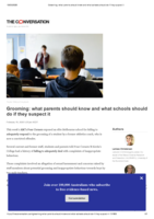 Grooming: what parents should know and what schools should do if they suspect it