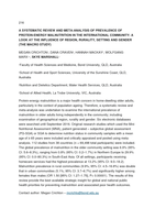 A Systematic Review and Meta-Analysis of Prevalence of Protein-Energy Malnutrition in the International Community: A Look at the Influence of Region, Rurality, Setting and Gender (The Macro Study)