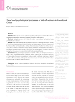 'Face' and psychological processes of laid-off workers in transitional China