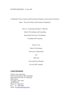 Confirmatory Factor Analysis and Psychometric Properties of the Anxiety Sensitivity Index – Revised in Clinical and Normative Populations