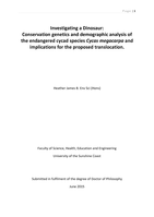Investigating a Dinosaur: Conservation genetics and demographic analysis of the endangered cycad species Cycas megacarpa and implications for the proposed translocation