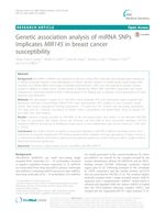 Genetic association analysis of miRNA SNPs implicates MIR145 in breast cancer susceptibility