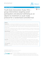 Youth Early-intervention Study (YES) - group interventions targeting social participation and physical well-being as an adjunct to treatment as usual: study protocol for a randomized controlled trial