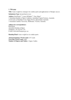 Acute-Weight-Loss Strategies for Combat Sports and Applications to Olympic Success