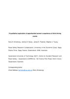 A qualitative exploration of apprehended women’s experience of drink driving events