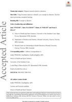 Using document analysis to identify core concepts for dietetics: The first step in promoting conceptual learning