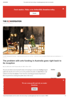 The problem with arts funding in Australia goes right back to its inception