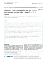 Hepatitis E virus seroepidemiology: A post-earthquake study among blood donors in Nepal
