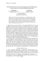 Identifying practices that promote engagement with mathematics among students from disadvantaged backgrounds