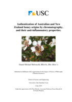 Authentication of Australian and New Zealand honey origins by chromatography, and their anti-inflammatory properties