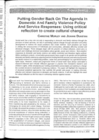 Putting gender back on the agenda in domestic and family violence policy and service responses: using critical reflection to create cultural change