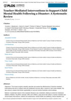 Teacher-mediated interventions to support child mental health following a disaster: A systematic review