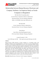 Relationship between Human Resource Disclosure and Company Attributes: An Empirical Study on Textile Companies in Bangladesh