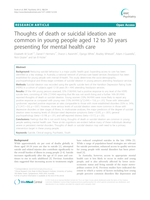 Thoughts of death or suicidal ideation are common in young people aged 12 to 30 years presenting for mental health care