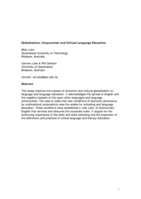 Globalization, Corporatism, and Critical Language Education