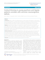 Cortical thinning in young psychosis and bipolar patients correlate with common neurocognitive deficits