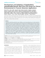 Development and validation of burkholderia pseudomallei-specific real-time pcr assays for clinical, environmental or forensic detection applications