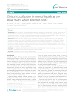Clinical classification in mental health at the cross-roads: Which direction next?
