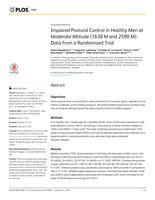 Impaired postural control in healthy men at moderate altitude (1630 M and 2590 M): Data from a randomized trial