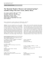 The Mountain Meadows Massacre and "poisoned springs": Scientific testing of the more recent, anthrax theory