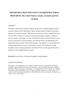 Disciplines that influence tourism doctoral research. The United States, Canada, Australia and New Zealand