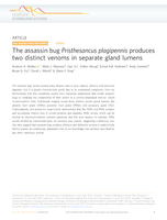 The assassin bug Pristhesancus plagipennis produces two distinct venoms in separate gland lumens
