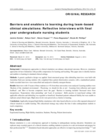 Barriers and enablers to learning during team-based clinical simulations: Reflective interviews with final year undergraduate nursing students