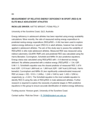 Measurement of Relative Energy Deficiency in Sport (RED-S) In Elite Male Adolescent Athletes