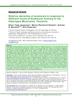 Relative Densities of Mammals in Response to Different Levels of Bushmeat Hunting in the Udzungwa Mountains, Tanzania