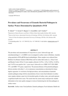 Prevalence and occurrence of zoonotic bacterial pathogens in surface waters determined by quantitative PCR