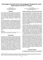 Technology enhanced one-to-one pedagogy: bringing the music studio lesson into the 21st century