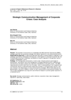 Strategic Communication Management of Corporate Crises: Case Analysis