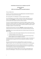 TRANSFORMING OUR WORLD: The 2030 Agenda for Sustainable Development A/RES/70/1: THEME: statement, ‘Do not leave Indigenous Australians behind’