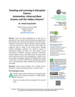 Teaching and Learning in Disruptive Futures: Automation, Universal Basic Income, and Our Jobless Futures