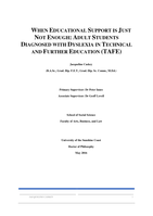 When educational support is just not enough: adult students diagnosed with dyslexia in technical and further education (TAFE)