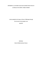 Optimising Acute Body Mass Management Practices in Australian Olympic Combat Sports