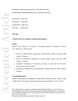 A framework for the etiology of running-related injuries